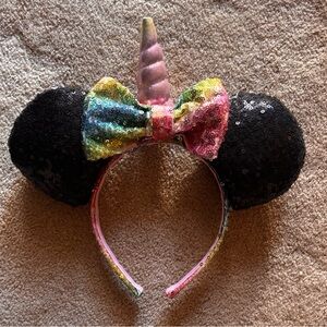 Mickey Mouse Ears with Unicorn Horn Headband
